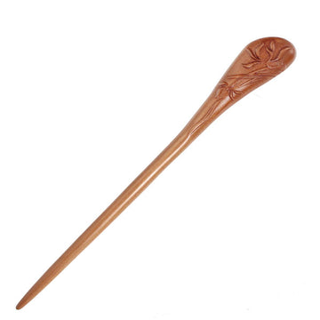 CrystalMood Handmade Carved Wood Embossed Floral Hair Stick Boxwood